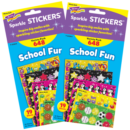 TREND ENTERPRISES School Fun Sparkle Stickers® Variety Pack, PK1296 T63904